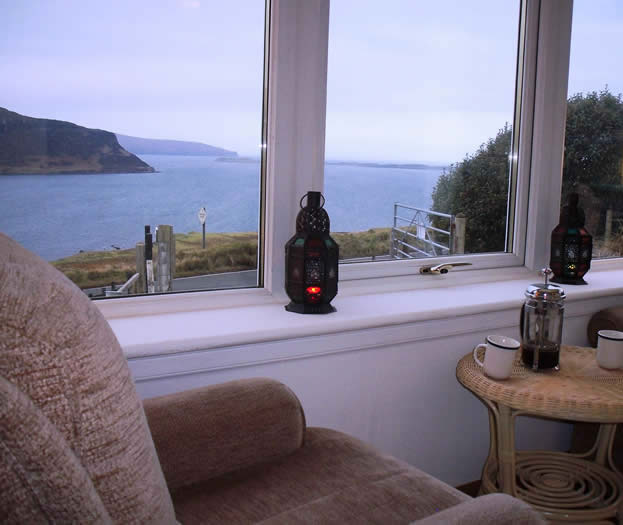 Isle of Skye Cottage Accommodation | Loch Bay Cottage Sleeps up to 6, Stove, Jacuzzi bath, Conservatory, Spectacular Sea Views