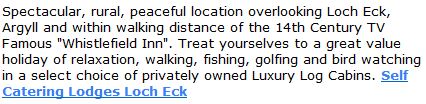 Self Catering Lodges Loch Eck