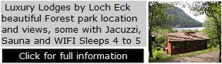 Loch Eck Log Cabins - Luxury Lodges by Loch Eck beautiful Forest park location and views, some with Jacuzzi, Sauna and WIFI Sleeps 4 to 5