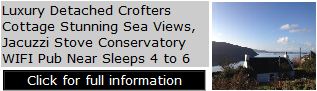 Isle of Skye Self Catering Crofters Cottage - Luxury Detached Stunning Sea Views, Jacuzzi Stove Conservatory WIFI Pub Near Sleeps 4 to 6