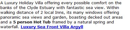 Luxury Sea Front Villa Argyll