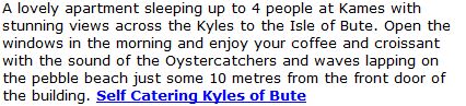 Self Catering Kyles of Bute